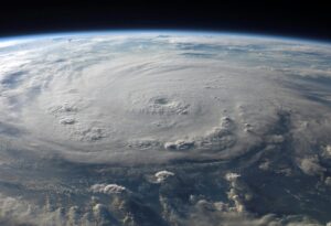 Hurricane over the ocean from space