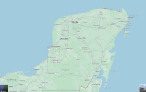 Map of Yucatan Peninsula and Campeche Mexico